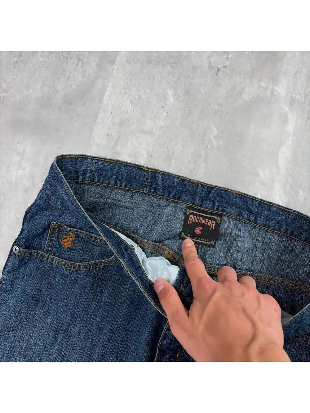 Y2K Dark Wash Rocawear Grunge Baggy Carpenter Denim Jeans